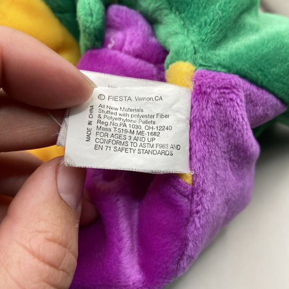 Fiesta Bean Bag Plush Toy ~  "GUS" 17 inch Big Eye Fish ~ Green Purple Yellow - Picture 7 of 9